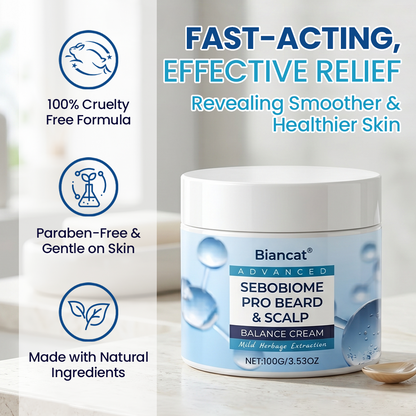 🔥 FLAKE-FREE SKIN IN 7 DAYS Biancat® SeboBiome Pro Beard & Scalp Cream 🌱 Reduces Itch & Flakes — No Greasy Residue!